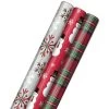 Hallmark Snow Merry 3-Pack Foil Christmas Wrapping Paper Assortment, 60 Sq. Ft. -Hallmark Snowmen and Plaid Foil Christmas Wrapping Paper 5JXW1061 01