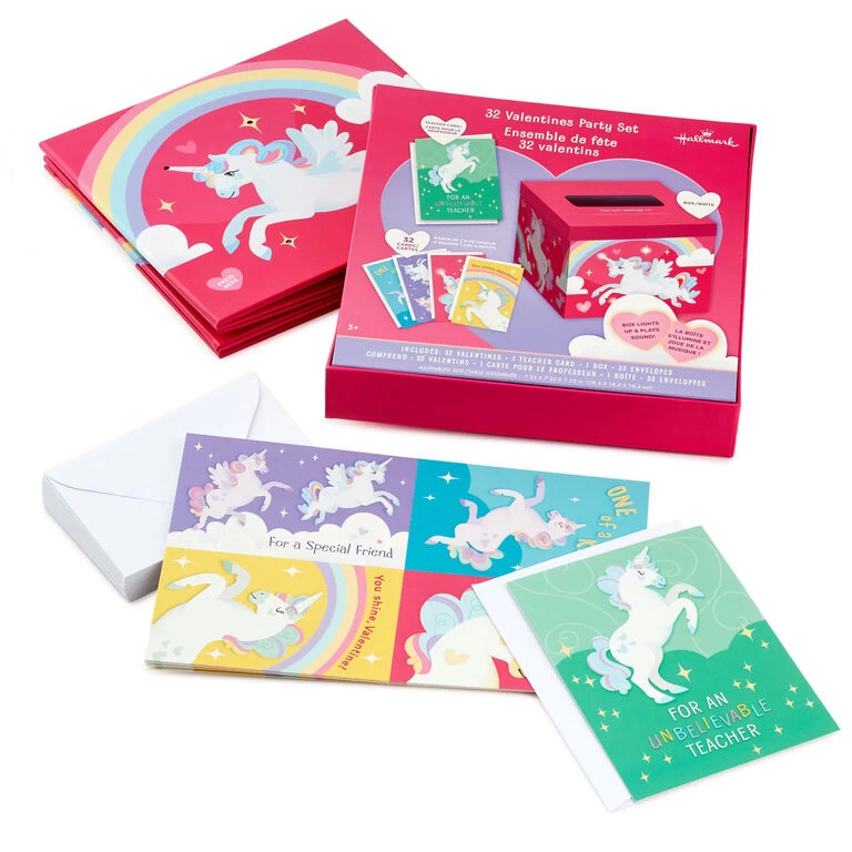 Hallmark Colorful Unicorn Classroom Valentines Set With Light-Up, Musical Mailbox 7 Hallmark Colorful Unicorn Classroom Valentines Set With Light-Up, Musical Mailbox - Image 5