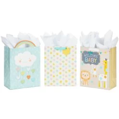 Hallmark 13" Welcome Baby 3-Pack Assorted Gift Bags With Tissue
