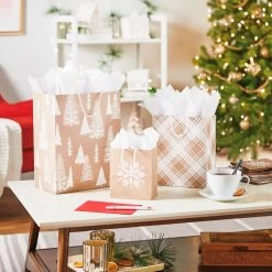 Hallmark -Hallmark White on Kraft Paper Assortment Christmas Gift Bags 5XGB1417 02