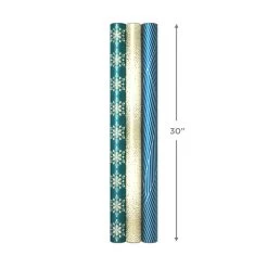 Hallmark Winter Glow 3-Pack Christmas Wrapping Paper Assortment, 80 Sq. Ft. -Hallmark Winter Glow Christmas Wrapping Paper Assortment 5JXW1060 08