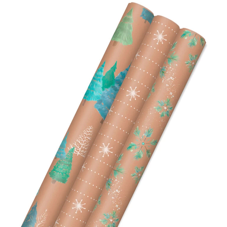 Hallmark Winter Nature Kraft Prints 3-Pack Christmas Wrapping Paper, 90 Sq. Ft. 3 Hallmark Winter Nature Kraft Prints 3-Pack Christmas Wrapping Paper, 90 Sq. Ft.